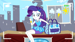 Size: 1920x1080 | Tagged: safe, screencap, rarity, best trends forever, better together, equestria girls, clothes, female, geode of shielding, legs, magical geodes, pencil skirt, skirt, smiling, solo