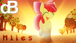 Size: 900x506 | Tagged: safe, artist:amazin-a, apple bloom, apple tree, eyes closed, happy, solo, tree