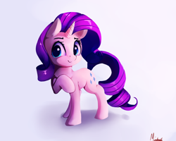 Size: 2500x2000 | Tagged: safe, artist:miokomata, rarity, pony, unicorn, female, mare, raised hoof, simple background, smiling, solo, white background