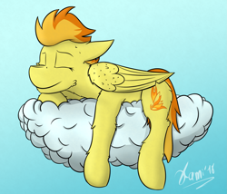 Size: 2387x2042 | Tagged: safe, artist:kamithepony, derpibooru import, spitfire, cloud, sleeping, solo