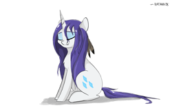 Size: 3335x2092 | Tagged: safe, artist:ratann, rarity, pony, unicorn, eyes closed, feather, female, mare, simple background, solo, white background