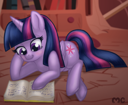 Size: 902x745 | Tagged: safe, artist:mcponyponypony, derpibooru import, twilight sparkle, twilight sparkle (alicorn), alicorn, pony, book, library, reading, solo