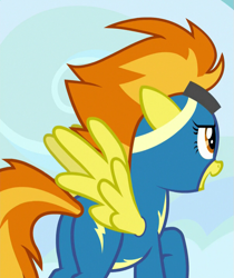 Size: 603x718 | Tagged: safe, derpibooru import, screencap, spitfire, secrets and pies, clothes, cropped, plot, solo, uniform, wonderbolts uniform