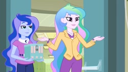 Size: 640x360 | Tagged: safe, screencap, princess celestia, princess luna, principal celestia, vice principal luna, equestria girls, equestria girls (movie)