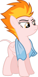 Size: 2475x4985 | Tagged: safe, artist:outlaw4rc, derpibooru import, edit, editor:slayerbvc, spitfire, pegasus, pony, bald, female, furless, furless edit, glare, mare, nude edit, nudity, plucked, shaved, shaved tail, simple background, solo, spitfire is not amused, towel, transparent background, unamused, vector, vector edit
