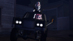 Size: 1920x1080 | Tagged: safe, artist:cykablyatcomrad, nurse redheart, pinkie pie, earth pony, pony, 3d, hearse, source filmmaker, vehicle