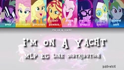 Size: 1280x720 | Tagged: safe, applejack, fluttershy, pinkie pie, rainbow dash, rarity, sci-twi, spike, spike the regular dog, sunset shimmer, twilight sparkle, dog, better together, equestria girls, i'm on a yacht, spring breakdown, humane five, humane seven, humane six