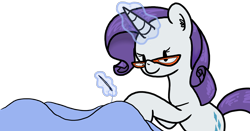 Size: 2000x1051 | Tagged: safe, artist:raptorfarts, rarity, pony, unicorn, glasses, needle, sewing, solo, thread