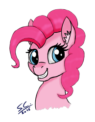 Size: 1348x1740 | Tagged: safe, artist:speed-chaser, pinkie pie, earth pony, pony, bust, signature, simple background, solo, transparent background