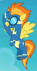 Size: 664x1267 | Tagged: safe, derpibooru import, spitfire, pegasus, pony, spoiler:s08, clothes, intro, salute, theme song, uniform, wonderbolts uniform