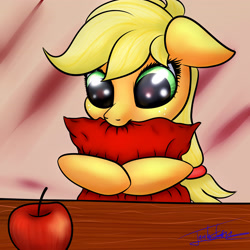 Size: 3543x3543 | Tagged: safe, artist:elzzombie, applejack, earth pony, pony, apple, cute, jackabetes, pillow, solo