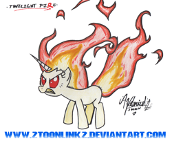 Size: 1024x837 | Tagged: safe, artist:zsparkonequus, derpibooru import, twilight sparkle, angry, fire, markers, simple background, solo