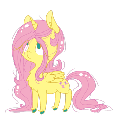 Size: 1024x1109 | Tagged: safe, fluttershy, alicorn, pony, fluttercorn, race swap, solo