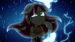 Size: 1920x1080 | Tagged: safe, screencap, sunset shimmer, better together, equestria girls, let it rain, lightning, rain, solo