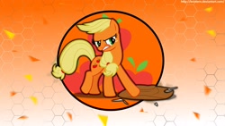 Size: 2560x1440 | Tagged: safe, artist:firestorm-can, artist:knistern, edit, applejack, earth pony, pony, cutie mark, hat, hexagon, vector, wallpaper, wallpaper edit