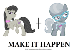 Size: 921x657 | Tagged: safe, octavia melody, silver spoon, earth pony, pony, all caps, exploitable meme, glasses, make it happen, meme, meta, sisters