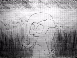 Size: 3264x2448 | Tagged: safe, artist:gentlecolt, fluttershy, pegasus, pony, graph paper, sketch, solo, traditional art