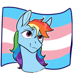 Size: 700x700 | Tagged: safe, artist:malphym, derpibooru import, rainbow dash, pegasus, pony, artist interpretation, bust, female, graveyard of comments, headcanon, lgbt headcanon, mare, mouthpiece, pride, pride flag, simple background, solo, trans girl, transgender, transgender pride flag, transparent background