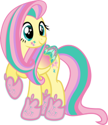 Size: 4340x5030 | Tagged: safe, artist:osipush, fluttershy, pegasus, pony, absurd resolution, colored wings, cutie mark magic, multicolored wings, rainbow power, rainbow power-ified, rainbow wings, raised hoof, simple background, solo, transparent background, vector