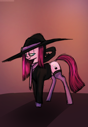 Size: 3200x4600 | Tagged: safe, artist:tenenbris, pinkie pie, earth pony, pony, alternate cutie mark, clothes, pinkamena diane pie, scarf, socks, solo, witch