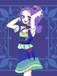 Size: 1200x1600 | Tagged: safe, artist:kkmrarar, rarity, equestria girls, alternate hairstyle, armpits, clothes, dress, smiling, solo