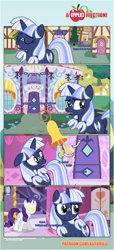 Size: 1919x4225 | Tagged: safe, artist:estories, rarity, oc, oc:silverlay, pony, unicorn, comic:a(pple)ffection, carousel boutique, comic, female, imminent makeover, mare, starry eyes, wingding eyes