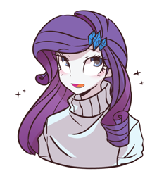 Size: 774x832 | Tagged: safe, artist:haden-2375, rarity, human, equestria girls, clothes, female, looking up, simple background, solo, sweater, turtleneck, white background