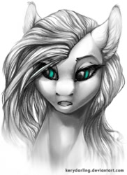 Size: 792x1086 | Tagged: safe, artist:kerydarling, fluttershy, pegasus, pony, monochrome, open mouth, solo