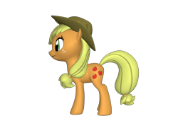 Size: 1200x900 | Tagged: safe, applejack, earth pony, pony, 3d, apple family, female, freckles, hat, mare, on side, ponylumen, solo