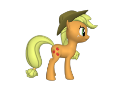 Size: 1200x900 | Tagged: safe, applejack, earth pony, pony, 3d, apple family, female, freckles, hat, mare, on side, ponylumen, solo