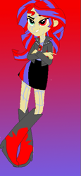 Size: 269x583 | Tagged: safe, artist:princessofdeadroses, artist:selenaede, sunset shimmer, human, equestria girls, alternate cutie mark, alternate universe, antagonist, base used, bodypaint, clothes, crossed arms, elements of insanity, equestria girls style, equestria girls-ified, evil, evil smirk, painset shimmercakes, shoes, smiling, smirk, tomboy, villainess