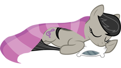 Size: 600x338 | Tagged: safe, artist:disicut, octavia melody, earth pony, pony, black mane, cute, female, gray coat, mare, sleeping, solo