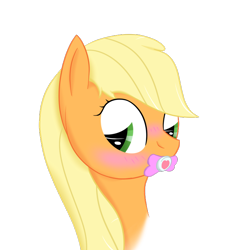 Size: 750x750 | Tagged: safe, artist:ricktin, applejack, earth pony, pony, blushing, female, mare, pacifier