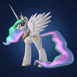 Size: 1200x1200 | Tagged: safe, artist:netburst-celeron, princess celestia, alicorn, pony, 3d, crown, jewelry, peytral, regalia, solo, spread wings, wings