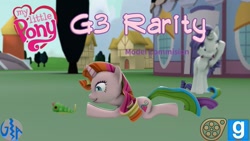 Size: 1191x670 | Tagged: safe, artist:gameact3, rarity, rarity (g3), pony, unicorn, g3, 3d, caterpie, download at source, g3 to g4, generation leap, gmod, pokémon