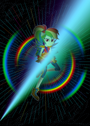 Size: 1500x2100 | Tagged: safe, artist:razoredge2312, derpibooru import, rainbow dash, equestria girls, legend of everfree, female, light, rainbow, solo