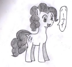 Size: 1515x1406 | Tagged: safe, artist:moning-shine, pinkie pie, earth pony, pony, japanese, monochrome, solo, traditional art