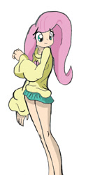 Size: 324x661 | Tagged: safe, artist:ryured, fluttershy, human, clothes, human coloration, humanized, legs, miniskirt, pleated skirt, skirt, solo, sweater, sweatershy, tall