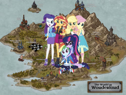 Size: 1920x1440 | Tagged: safe, applejack, fluttershy, rainbow dash, rarity, sci-twi, sunset shimmer, twilight sparkle, equestria girls, map, wonderland