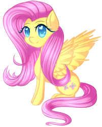 Size: 1280x1595 | Tagged: safe, artist:fluffymaiden, fluttershy, pegasus, pony, chibi, cute, heart eyes, shyabetes, simple background, sitting, solo, spread wings, transparent background, wingding eyes