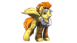 Size: 1920x1080 | Tagged: safe, artist:noben, derpibooru import, spitfire, pegasus, pony, clothes, female, jacket, leather jacket, simple background, sunglasses, transparent background