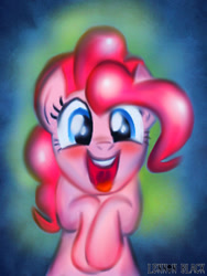 Size: 492x656 | Tagged: safe, artist:lennonblack, pinkie pie, earth pony, pony, female, looking at you, mare, pink coat, pink mane, solo