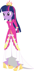 Size: 1166x2386 | Tagged: safe, artist:sketchmcreations, derpibooru import, twilight sparkle, equestria girls, magical mystery cure, clothes, coronation dress, dress, inkscape, new crown, simple background, solo, tiara, transparent background, vector