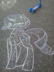 Size: 1536x2048 | Tagged: safe, artist:lixthefork, rarity, pony, unicorn, chalk drawing, photo, solo, traditional art