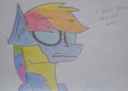 Size: 1024x731 | Tagged: safe, artist:brandall-td-art, derpibooru import, rainbow dash, pegasus, pony, bust, clothes, solo, traditional art, uniform, wonderbolts uniform