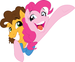 Size: 800x666 | Tagged: safe, artist:krossan, cheese sandwich, pinkie pie, earth pony, pony, hug, smiling