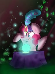 Size: 768x1024 | Tagged: safe, artist:lumepone, pinkie pie, earth pony, pony, crystal ball, gypsy pie, madame pinkie, solo, tongue out, turban