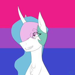 Size: 1688x1688 | Tagged: safe, artist:moonakart13, artist:moonaknight13, princess celestia, alicorn, pony, bisexual pride flag, bisexuality, bust, portrait, pride, pride flag, pride month, smiling, solo