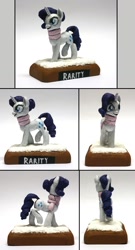 Size: 908x1676 | Tagged: safe, artist:ubrosis, rarity, pony, unicorn, clothes, female, mare, scarf, sculpture, snow, solo, traditional art, winter