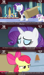 Size: 854x1440 | Tagged: safe, screencap, apple bloom, rarity, sweetie belle, earth pony, pony, unicorn, for whom the sweetie belle toils, cinemare sins, female, filly